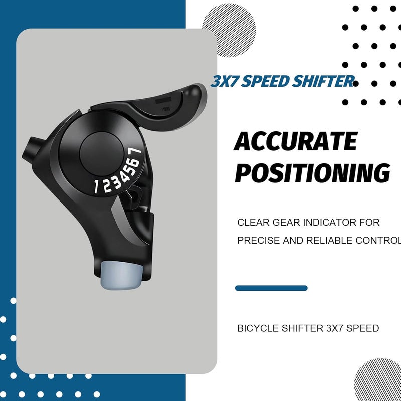 Fredertent Bike Shifter, 21 Speed Bike Gear Shifter Lever Set TX30 3x7 Thumb Shifters with Gear Indicator Bicycle Gear Shifters (TX30-3X7) - Image 4